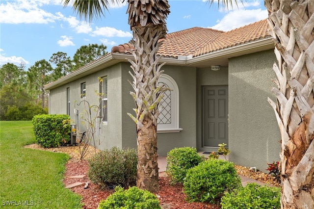 entrance to property with a yard