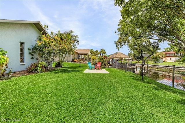 view of yard with a patio and a gazebo