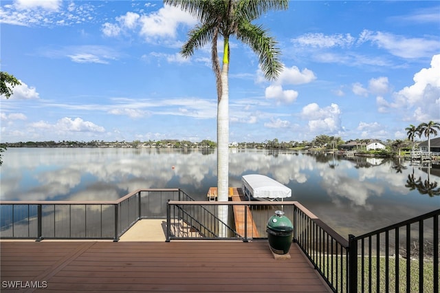 view of dock featuring a water view