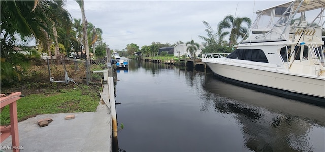 view of dock featuring a water view