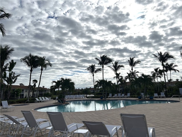 view of swimming pool with a patio