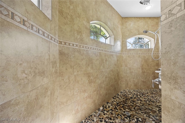 interior details with tiled shower