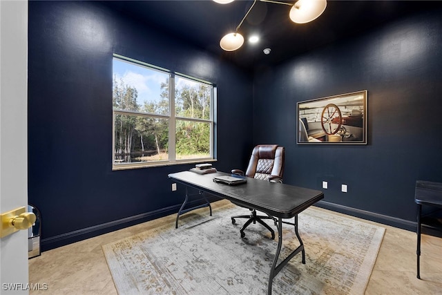 office with light tile patterned floors