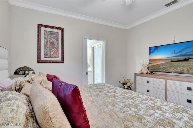 bedroom featuring crown molding