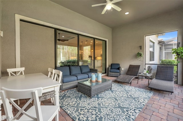 view of patio / terrace featuring outdoor lounge area and ceiling fan