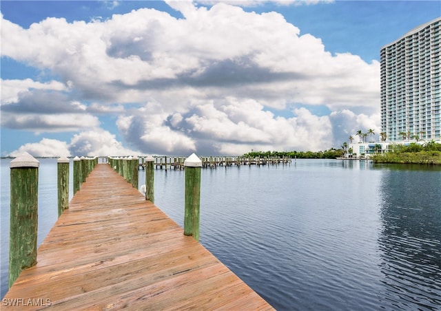 dock area featuring a water view