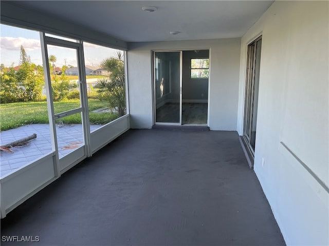 view of unfurnished sunroom