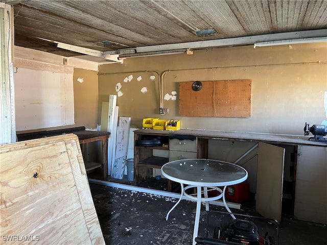 interior space with wooden ceiling