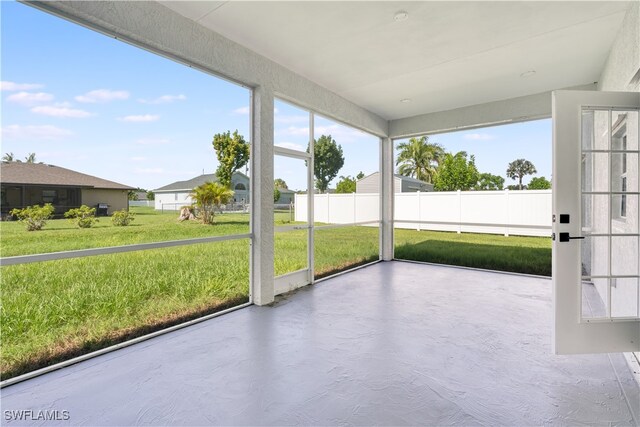 view of unfurnished sunroom