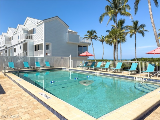 view of pool featuring a patio