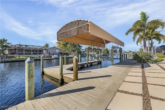 dock area featuring a water view