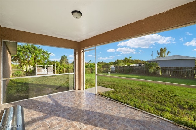 view of unfurnished sunroom