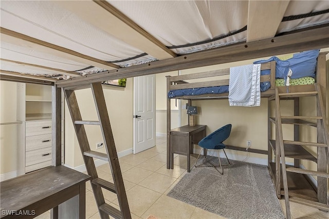 basement with light tile patterned floors