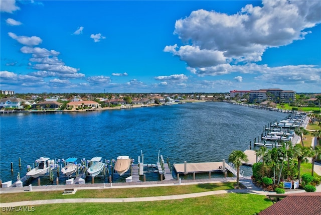 water view with a boat dock