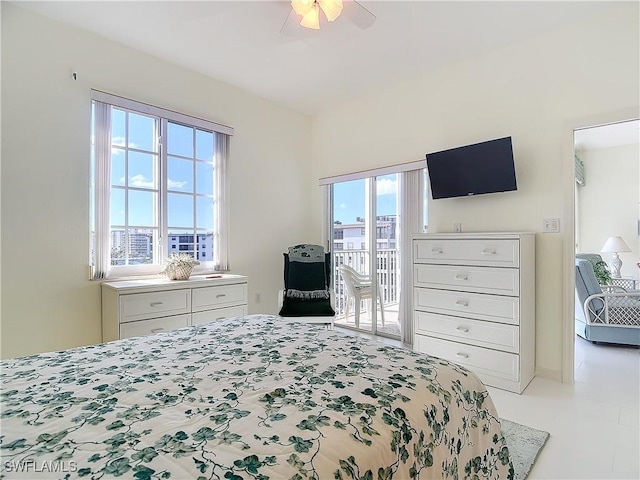 22700 Island Pines Way Unit 503, Fort Myers Beach, FL 33931 - bedroom with access to exterior and ceiling fan