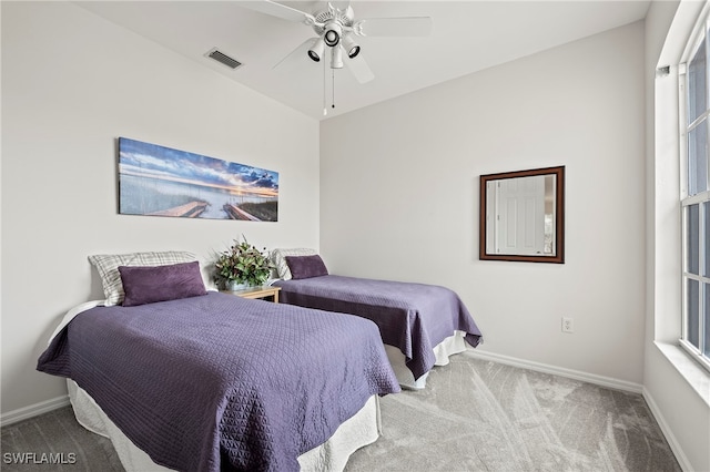 bedroom with carpet floors and ceiling fan