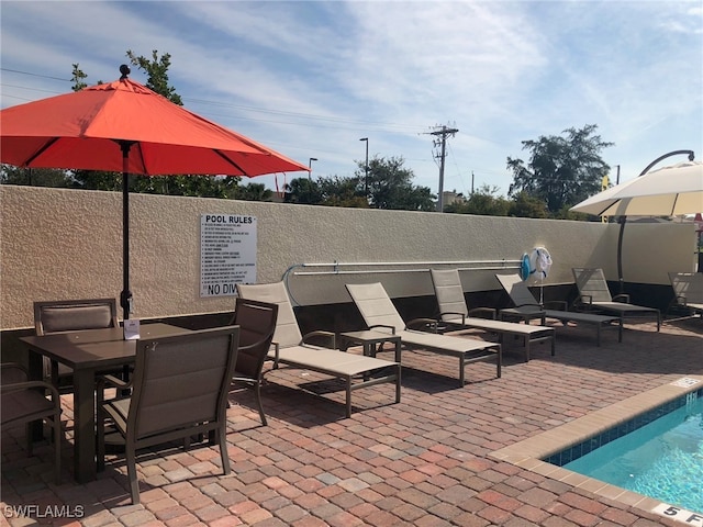 view of patio / terrace with a community pool