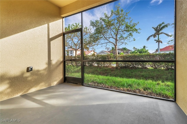 view of unfurnished sunroom