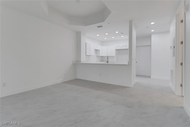 unfurnished living room featuring a raised ceiling