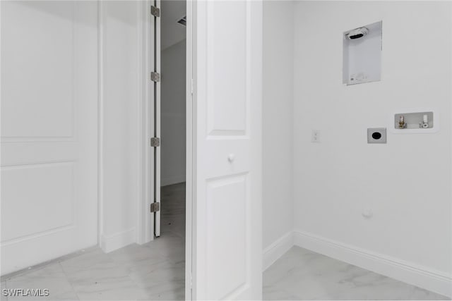 washroom with hookup for a washing machine and electric dryer hookup