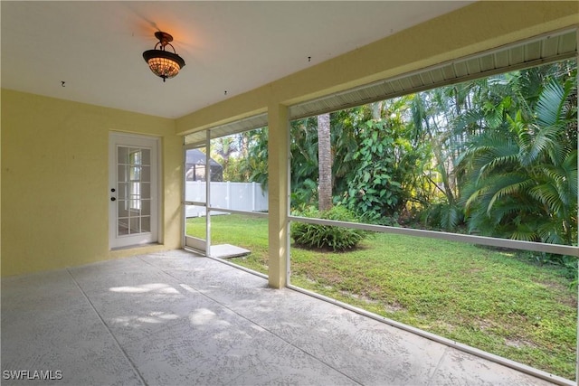 view of unfurnished sunroom