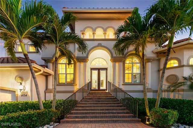 property entrance with french doors