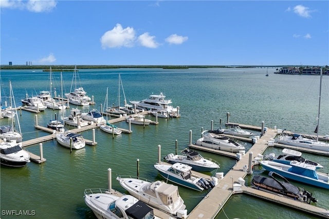 exterior space with a water view