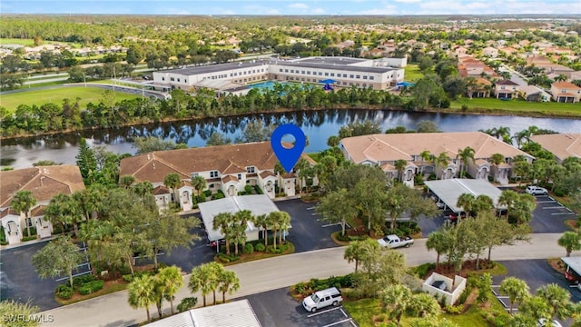 bird's eye view featuring a water view