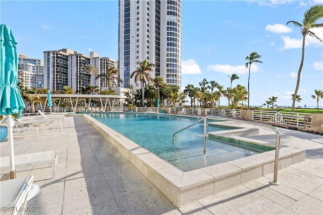 view of pool with a patio