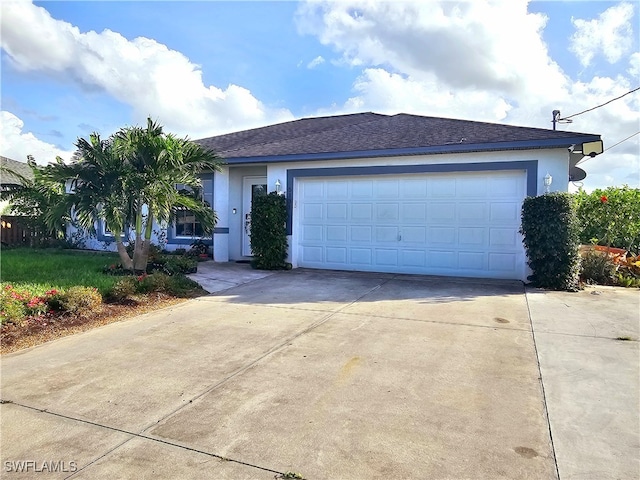 single story home with a garage