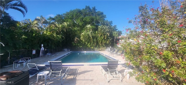 view of swimming pool featuring a patio area