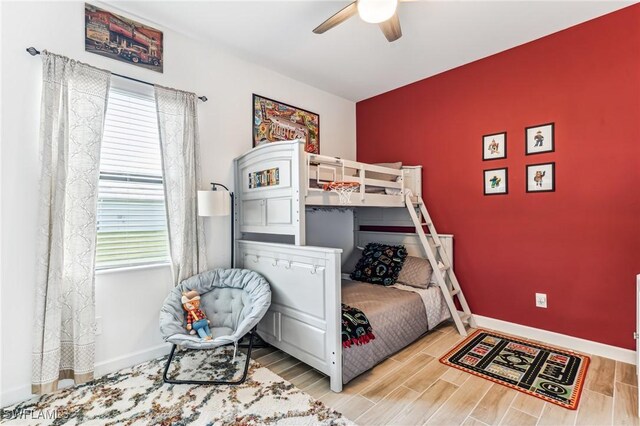 bedroom featuring ceiling fan