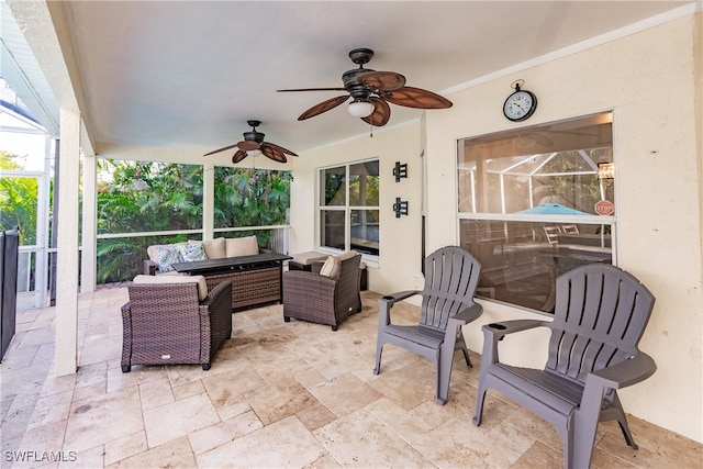 view of patio / terrace featuring outdoor lounge area and ceiling fan