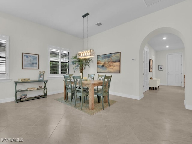 view of tiled dining space