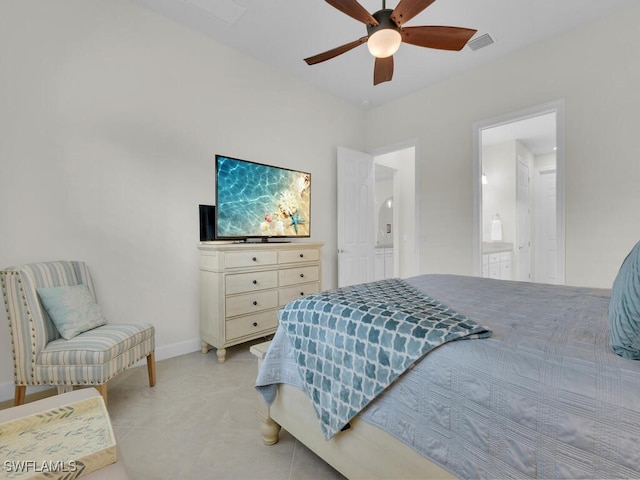 bedroom featuring ceiling fan