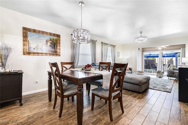 dining area with a chandelier