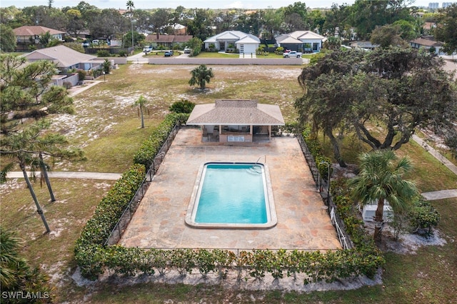 view of swimming pool featuring a gazebo and a patio