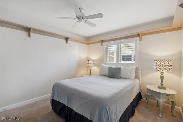 bedroom with carpet and ceiling fan