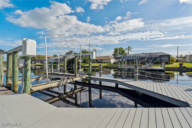 dock area with a water view