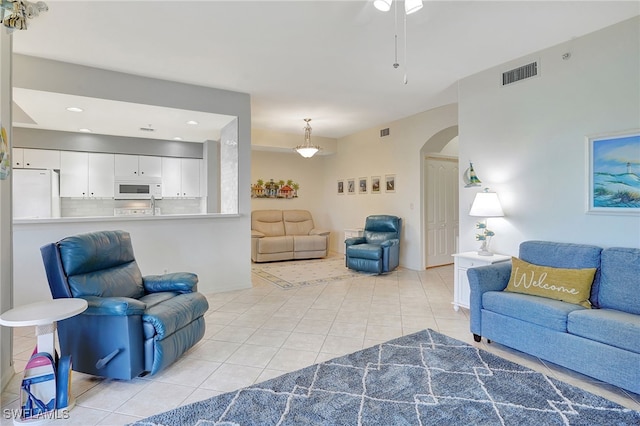 view of tiled living room