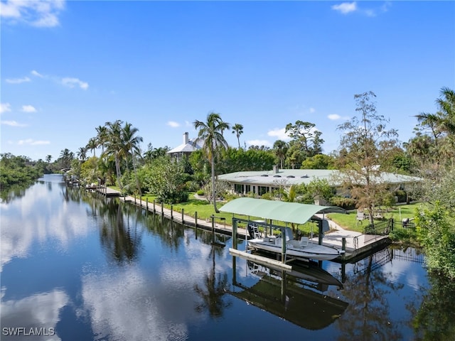 dock area featuring a water view