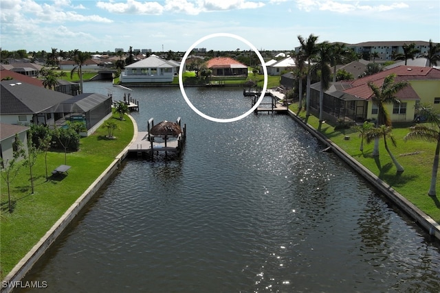 water view with a boat dock