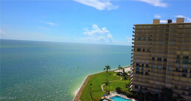 view of water feature featuring a view of the beach