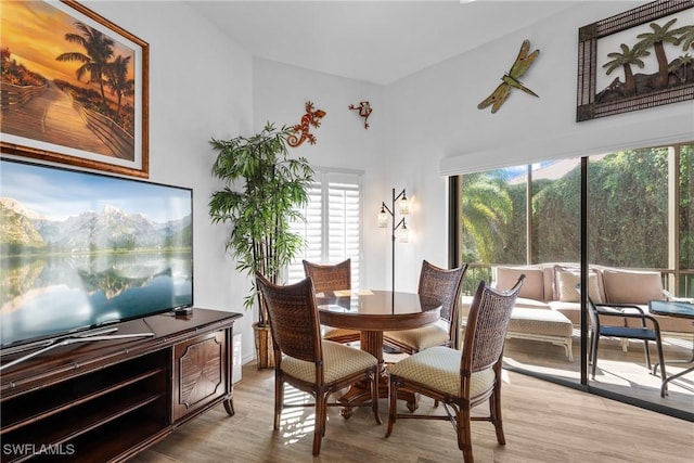 dining room with a healthy amount of sunlight and light wood-type flooring