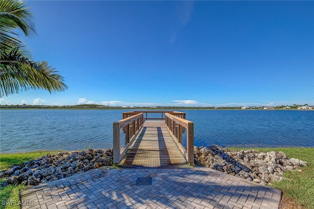 dock area featuring a water view