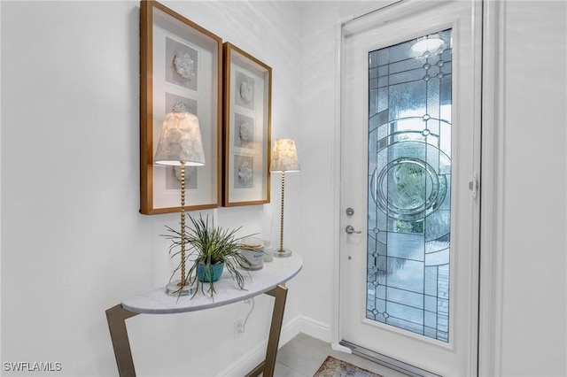 foyer with baseboards