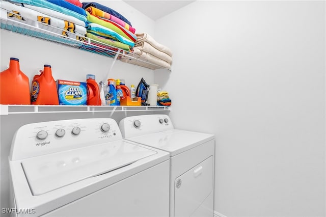 laundry room featuring washer and dryer