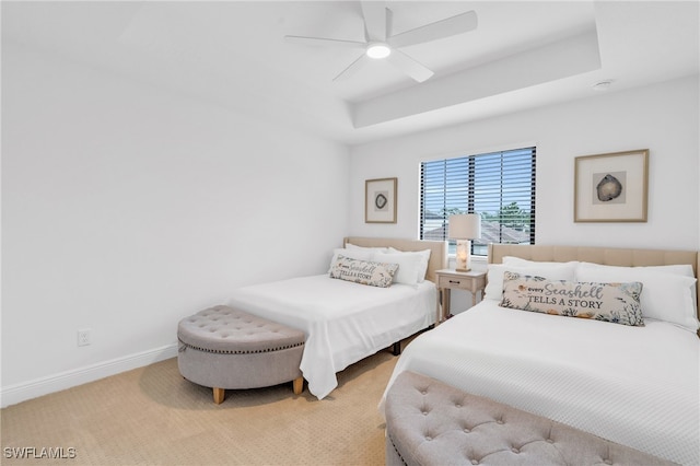 bedroom featuring carpet and ceiling fan