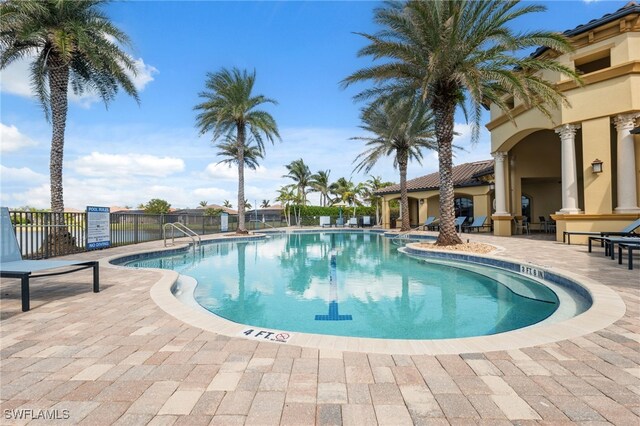 view of pool featuring a patio area