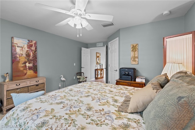 bedroom featuring ceiling fan